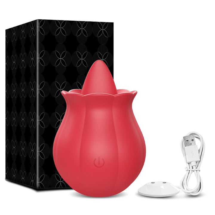 Massager Rose Licking Nipple Clitoral Stimulator Vibrating Egg Tongue Sucker Toy Adult for Women