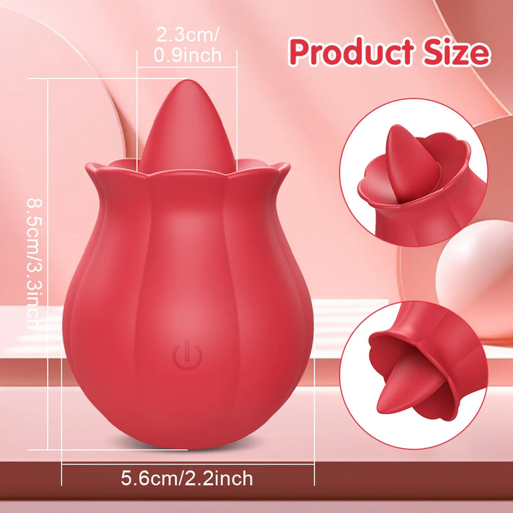 Massager Rose Licking Nipple Clitoral Stimulator Vibrating Egg Tongue Sucker Toy Adult for Women