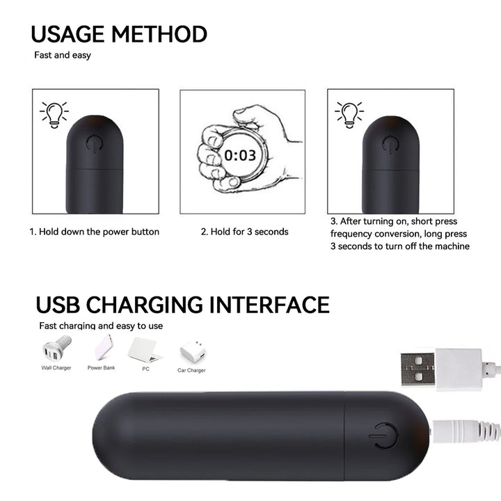 Massager 10-Speed Mini Bullet Rechargeable Wireless Adult Toys for Women