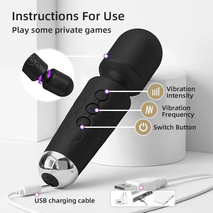 Massager 20 Speeds Powerful Magic-Wand Adult Toys for Women
