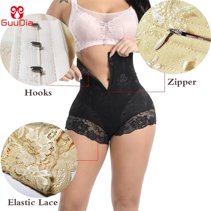 Shaper Panties Sexy Lace Shapers Body Shaper with Zipper Double Control Panties Women Shapewear Sexy Lace Waist Trainer