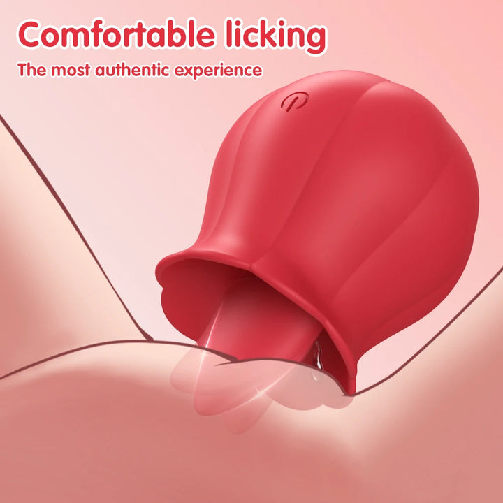 Massager Rose Licking Nipple Clitoral Stimulator Vibrating Egg Tongue Sucker Toy Adult for Women