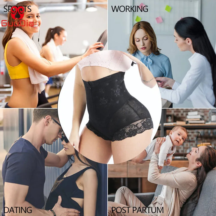 Shaper Panties Sexy Lace Shapers Body Shaper with Zipper Double Control Panties Women Shapewear Sexy Lace Waist Trainer